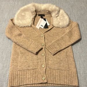Banana Republic Faux Fur Collar Cardigan